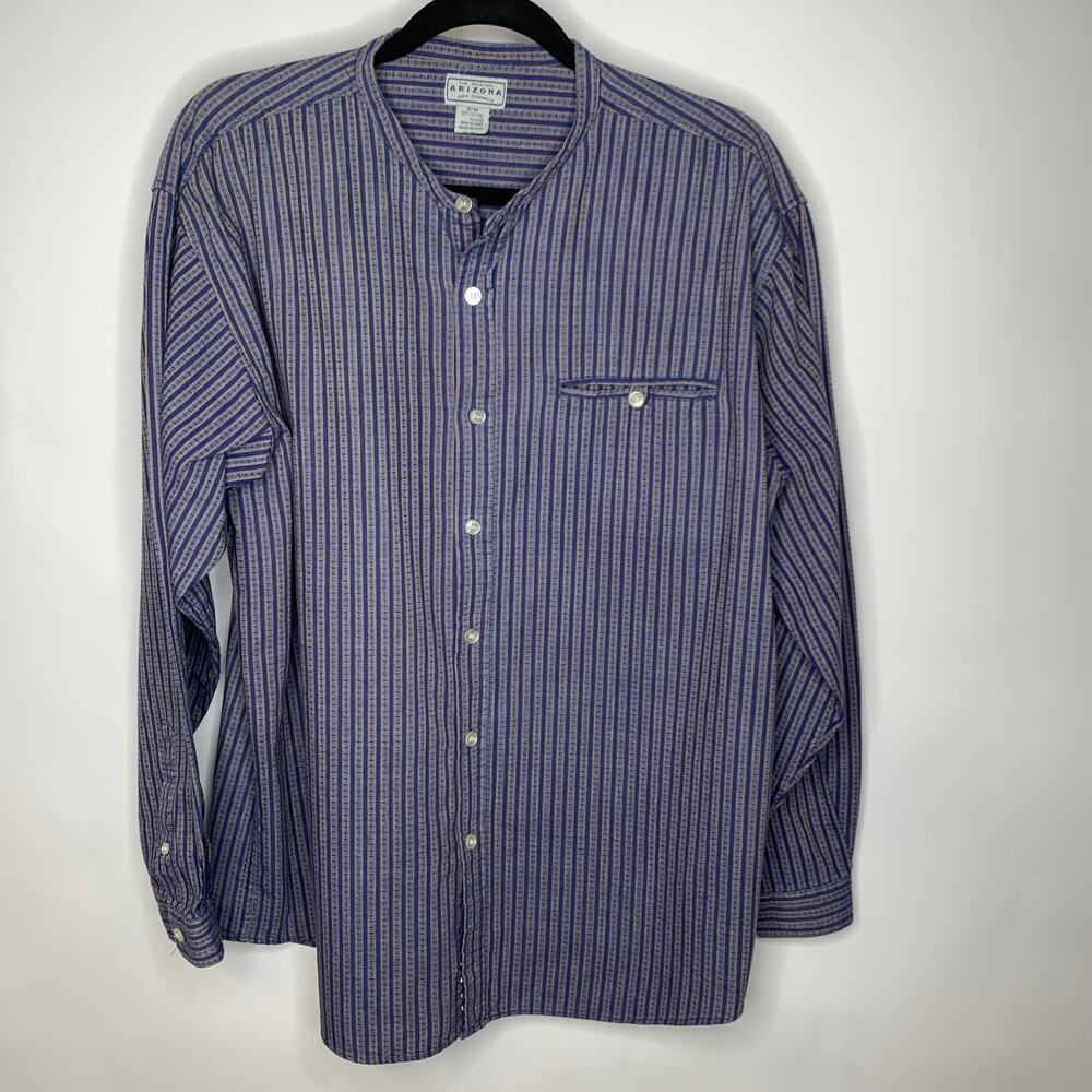 y2k Vintage Striped Stand up Collar Shirt Sz Medium
